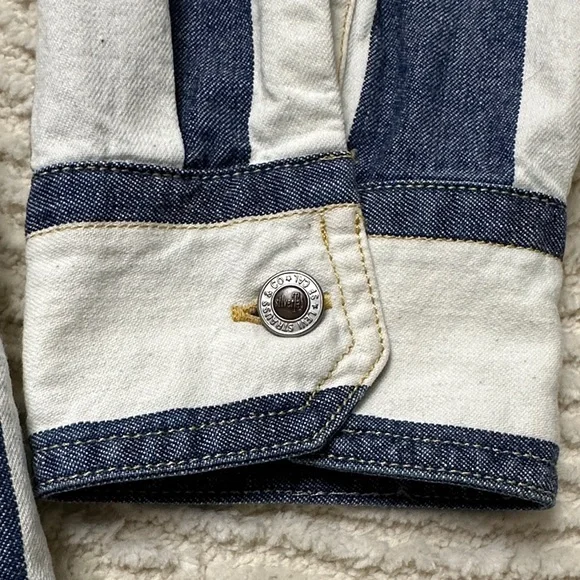 Silver Tab Levi’s Jeans Navy and White Striped Casual Shirt Oversized M - Picture 7 of 15